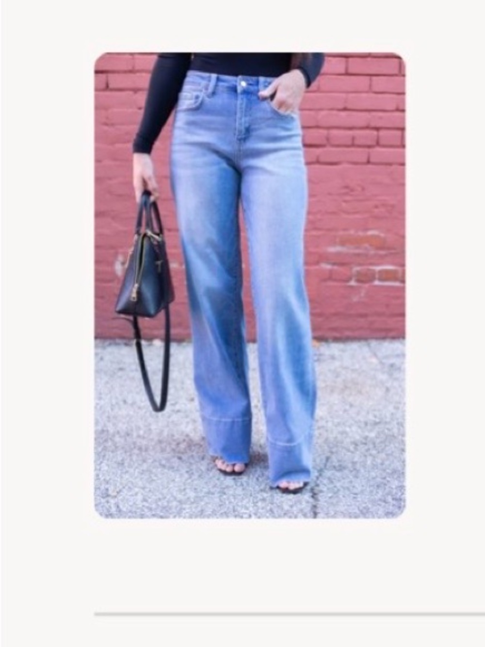 High-Rise Wide-Leg Flare Jeans in Light Blue